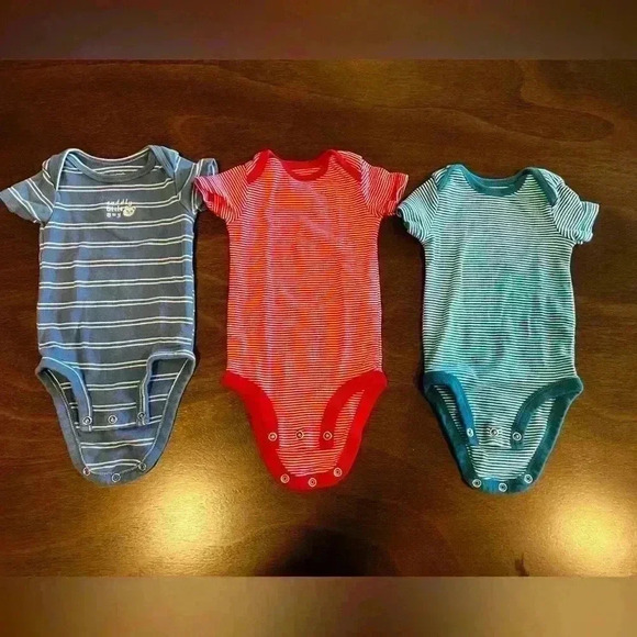 Set Of 3. Carters Boys 03 Months One Piece Outfit Stripes - Picture 2 of 8